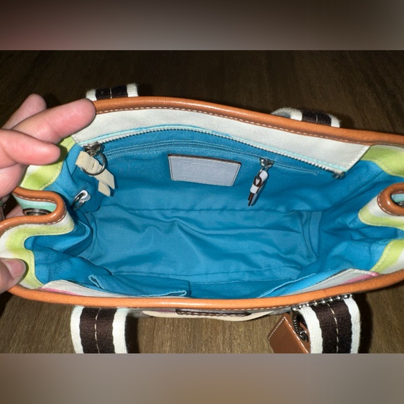 Coach Multicolor Watercolor Stripes Signature Hampton Purse - Picture 2 of 5